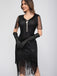1920er Pailletten Quaste Perlenstickerei Flügelärmel Kleid