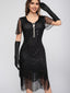 1920er Pailletten Quaste Perlenstickerei Flügelärmel Kleid