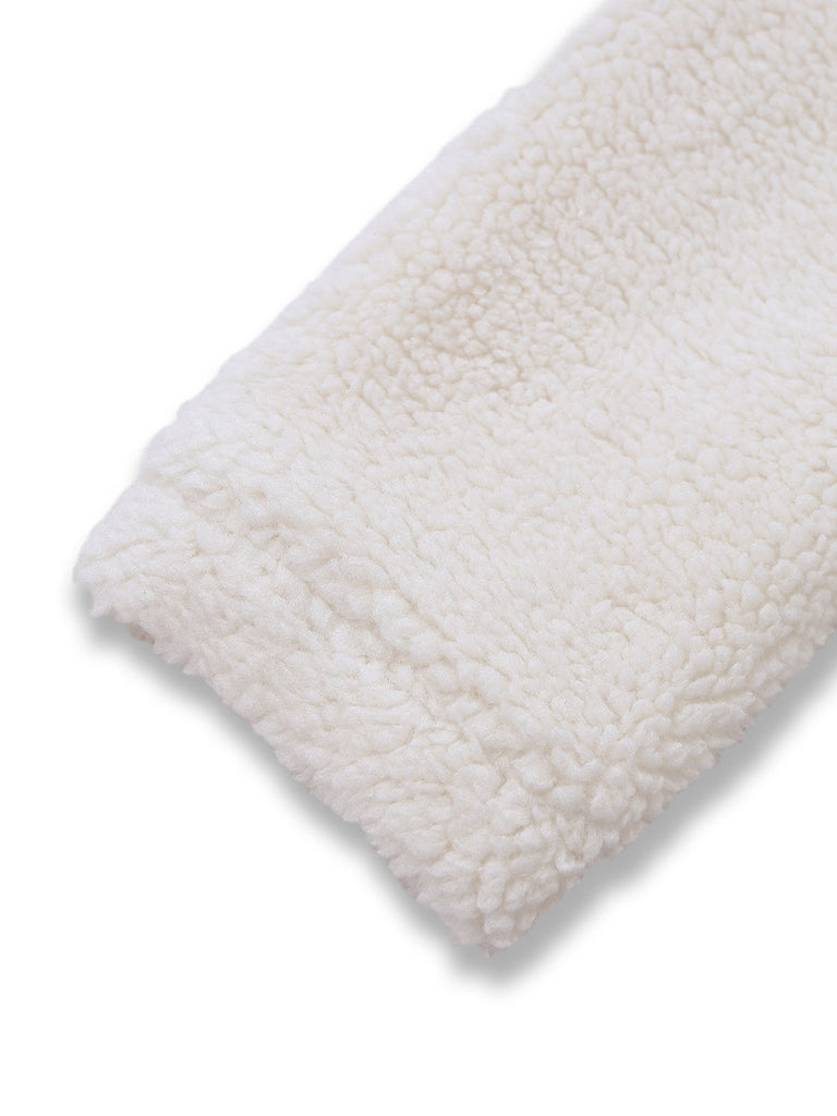 [Vorverkauf] Weiß 1960er Faux-Wolle Stehkragen Jacke