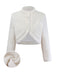 [Vorverkauf] Weiß 1960er Faux-Wolle Stehkragen Jacke