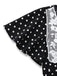 [Vorverkauf] Schwarz 1930er Spitze Patchwork Polka Dot Kleid