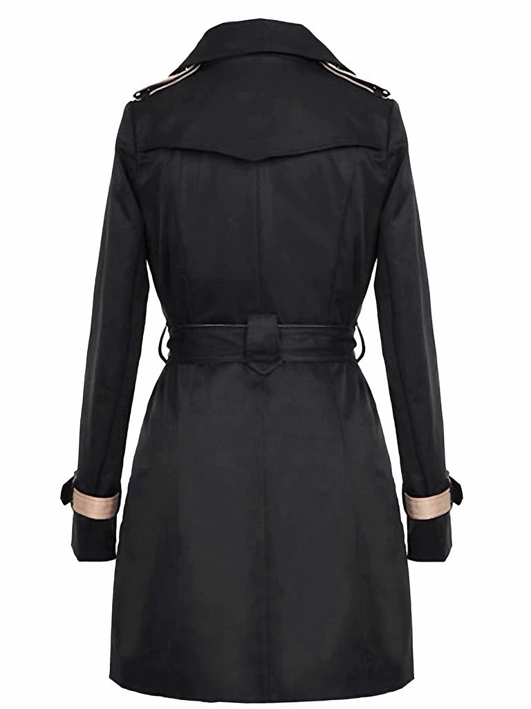 Vintage 1970er Farbblock Zweireihig Trench Mantel