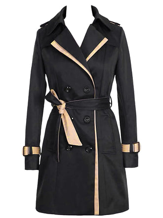 Vintage 1970er Farbblock Zweireihig Trench Mantel