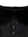 [Vorverkauf] Schwarz 1950er Solide Plüsch Kap Geknöpft Kleid