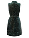 [Vorverkauf] Grün 1960er Hahnentritt Gold Funkeln Samt Kleid