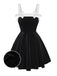 [Vorverkauf] Schwarz 1950er Slip Samt Bogen Kleid