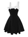 [Vorverkauf] Schwarz 1950er Slip Samt Bogen Kleid