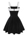 [Vorverkauf] Schwarz 1950er Slip Samt Bogen Kleid
