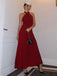 Rot 1930er Solide Chiffon Criss Kreuzen Trägerlos Cabrio Kleid