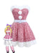 Rosa 1960er Weihnachten Fell Pailletten Trägerlos Kleid