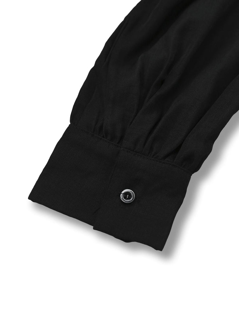 [Vorverkauf] Schwarz 1950er Plaid Patchwork Stickerei Spitze Kleid