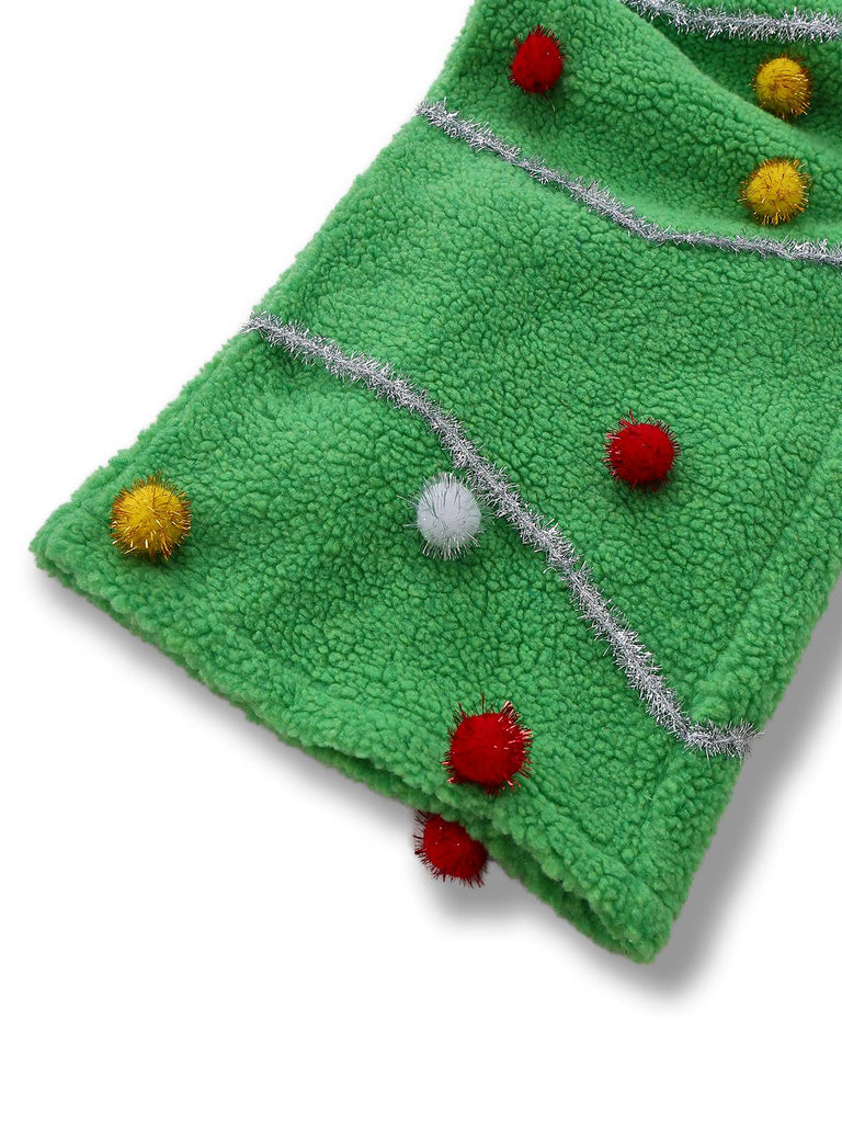 [Vorverkauf] Grün 1930er Weihnachtsbaum Pompon Bogen Jumpsuit