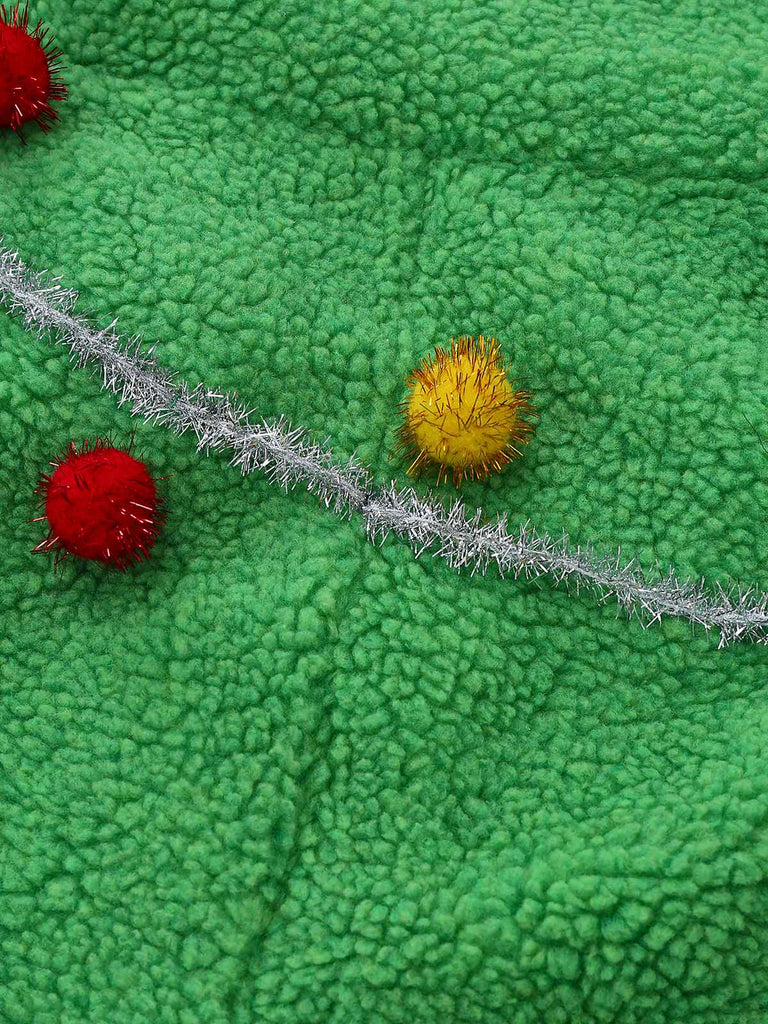 [Vorverkauf] Grün 1930er Weihnachtsbaum Pompon Bogen Jumpsuit