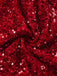 [Vorverkauf] Rot 1950er Bogen Pailletten Plüschsaum Kleid