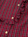 [Vorverkauf] Rot 1970er Rüschen Kragen Plaid Taste Bluse