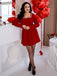 Rot 1960er Samt Diamant Quadrat Hals Kleid