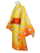 Gelb 1970er Agatsuma Zenitsu Kimono Cosplay Kleid