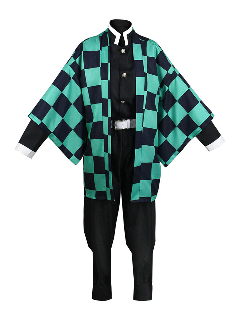 3PCS Grün 1970er Tanjiro Kamado Kimono Kostüm Set