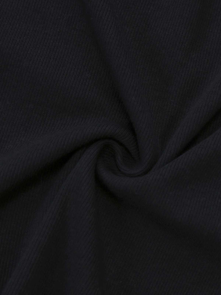 [Vorverkauf] Schwarz 1950er Rollkragen Bogen Stricken Top