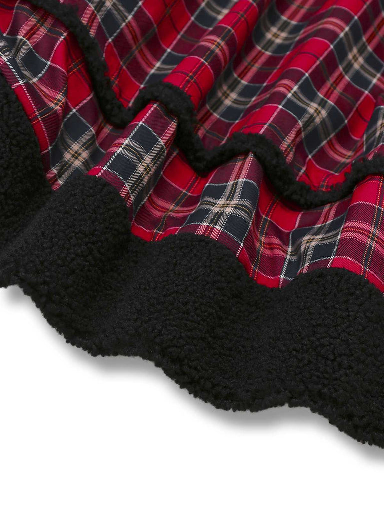 [Vorverkauf] Rot 1950er Slip Plaid Samt Bogen Kleid