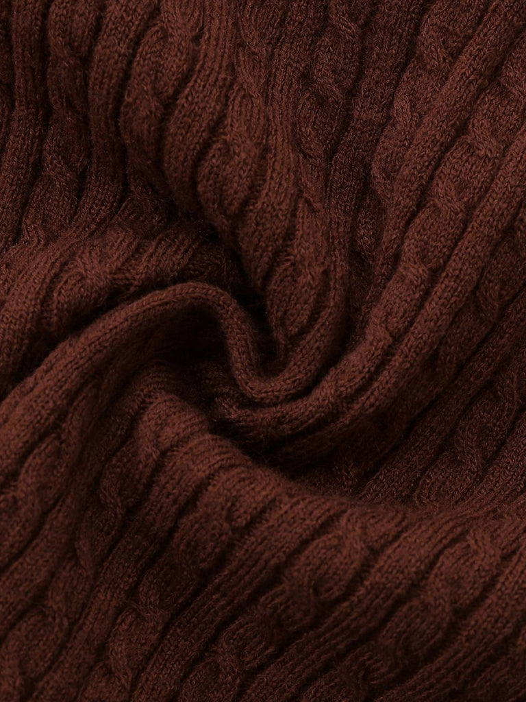 [Vorverkauf] Braun 1940er Stricken Weste Kunst-Zweiteilig Bluse