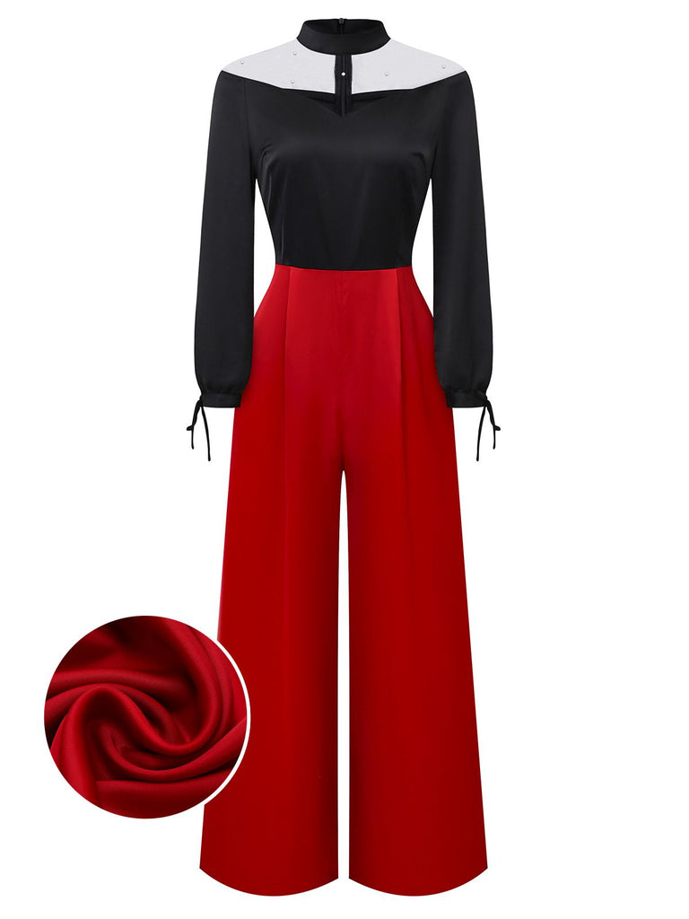 [Vorverkauf] Schwarz 1930er Perle Netz Sheer Jumpsuit