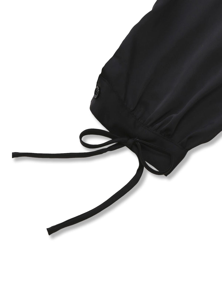 [Vorverkauf] Schwarz 1930er Perle Netz Sheer Jumpsuit