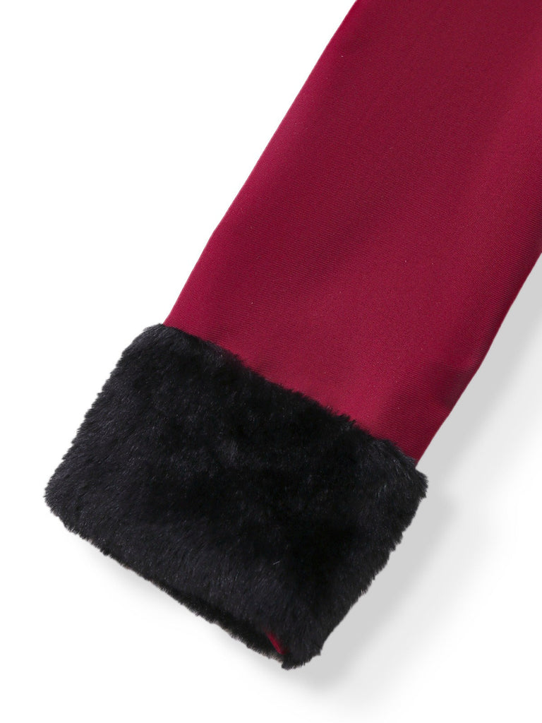 [Vorverkauf] Rot 1950er Plüschbesatz Trench Mantel & Abnehmbar Kap