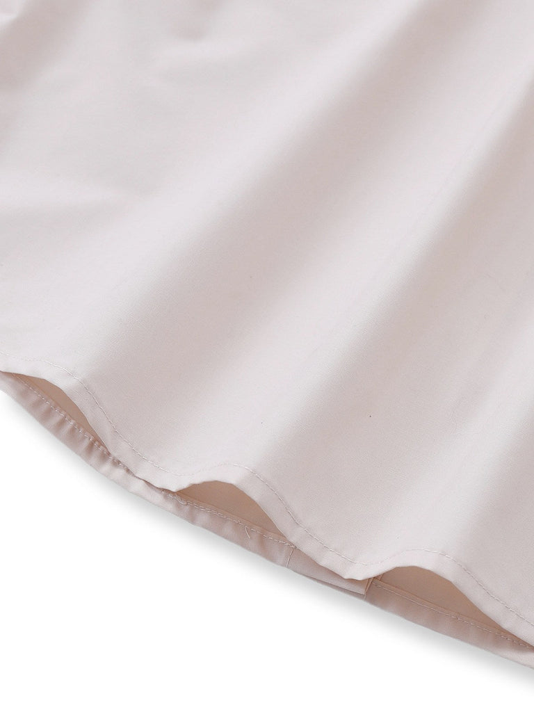 [Vorverkauf] Beige 1960er Schlitzärmel Kontrast Revers Bluse