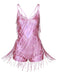 1960er Fringe Solide Rückenfrei Evening Romper