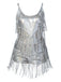 1960er Fringe Solide Rückenfrei Evening Romper