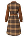 Braun 1950er Plaid Cord Hemdkragen Kleid