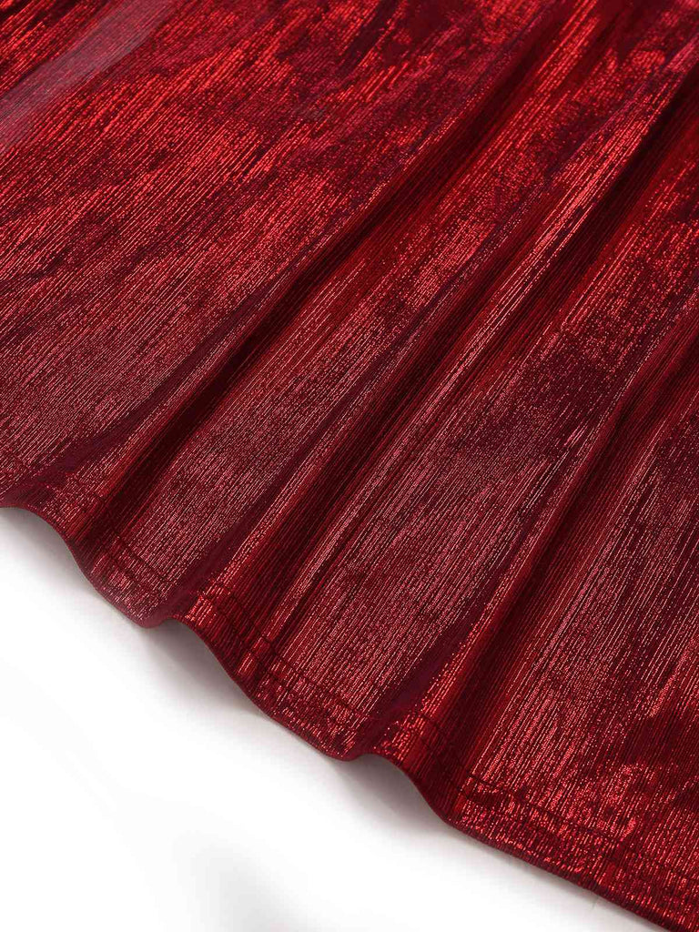 Weinrot 1930er Halter Twist Schimmernd Lang Kleid