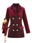 1980er Solide Samt Zweireihiger Revers Blazer