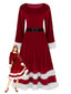 1940er Weihnachtsmann Faux Fur Trim Samt Kleid