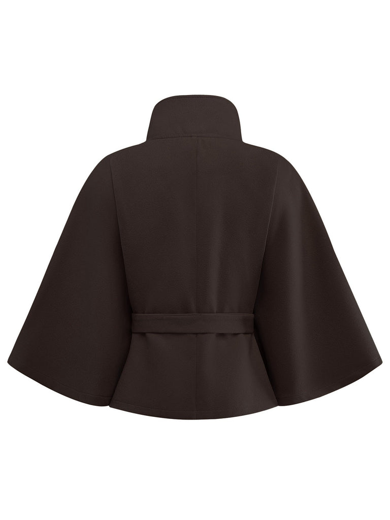1970er Solide Rollkragen Gürtel Cape Jacke