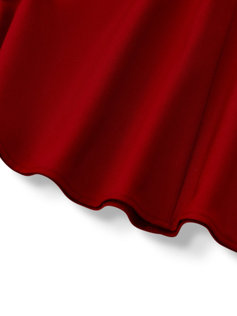 [Vorverkauf] Rot 1930er Revers Trapezausschnitt Plaid Meerjungfrauen Kleid