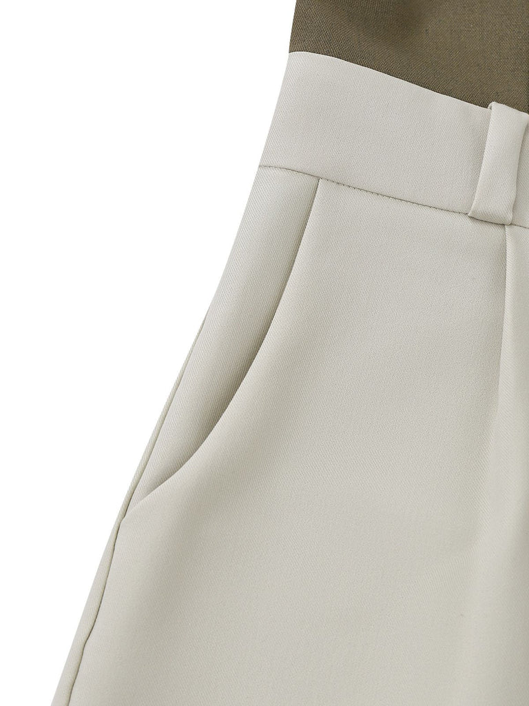 [Vorverkauf] Olivgrün 1950er Taste-Up Blumen Weites Bein Jumpsuit