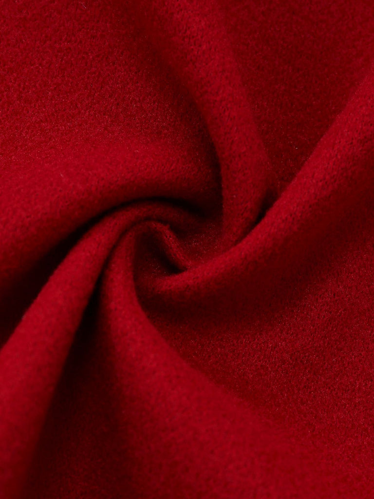 [Vorverkauf] Tiefrot 1930er Plaid Bogen Asymmetrisch Cape