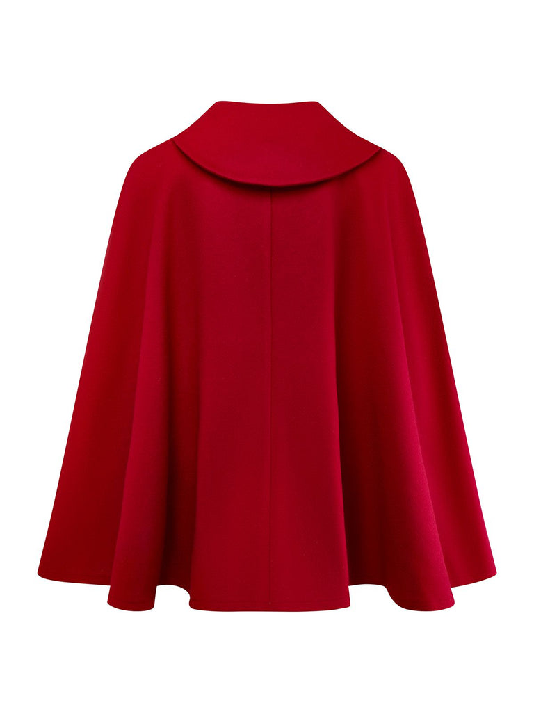 [Vorverkauf] Tiefrot 1930er Plaid Bogen Asymmetrisch Cape