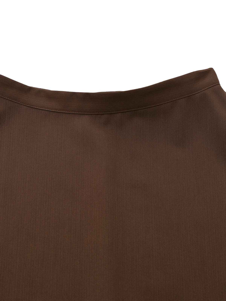 [Vorverkauf] 2PCS Braun 1940er Doppel Kunstpelz Kragen Jacke & A-Linien Rock