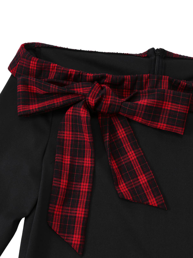 [Vorverkauf] Rot 1940er Schulterfrei Bogen Karo Patchwork Jumpsuit