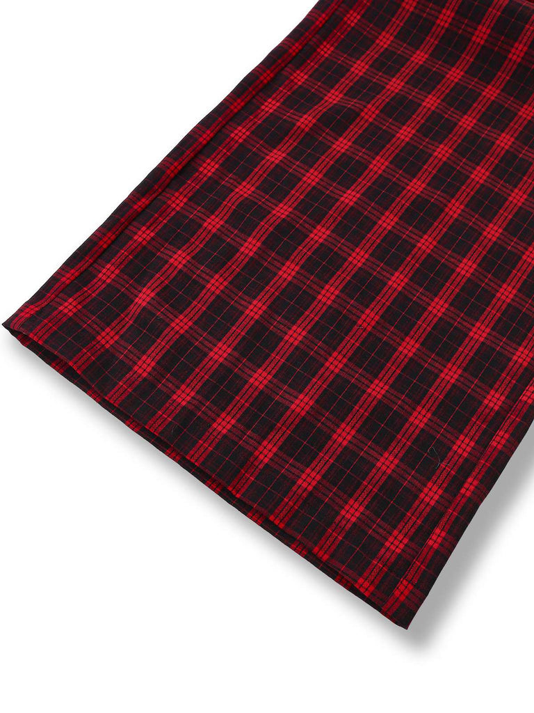 [Vorverkauf] Rot 1940er Schulterfrei Bogen Karo Patchwork Jumpsuit