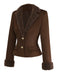 [Vorverkauf] 2PCS Dunkelbraun 1960er Faux Wildleder Pelzig Jacke & Rock