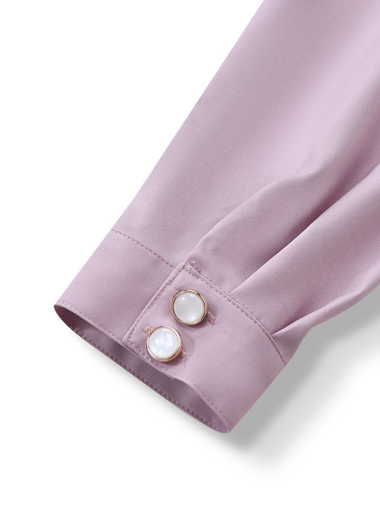 [Vorverkauf] Lavendel 1930er Puffärmel Bogen Bindekragen Jumpsuit