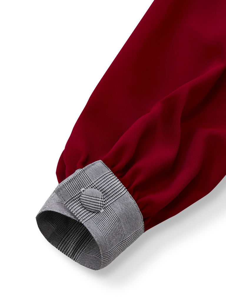 [Vorverkauf] [Übergröße] Grau 1960er Kariert Unregelmäßig Kragen Kleid