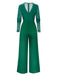 1950er Solide Tiefer V-Ausschnitt Rüschen Durchsichtige Ärmel Jumpsuit
