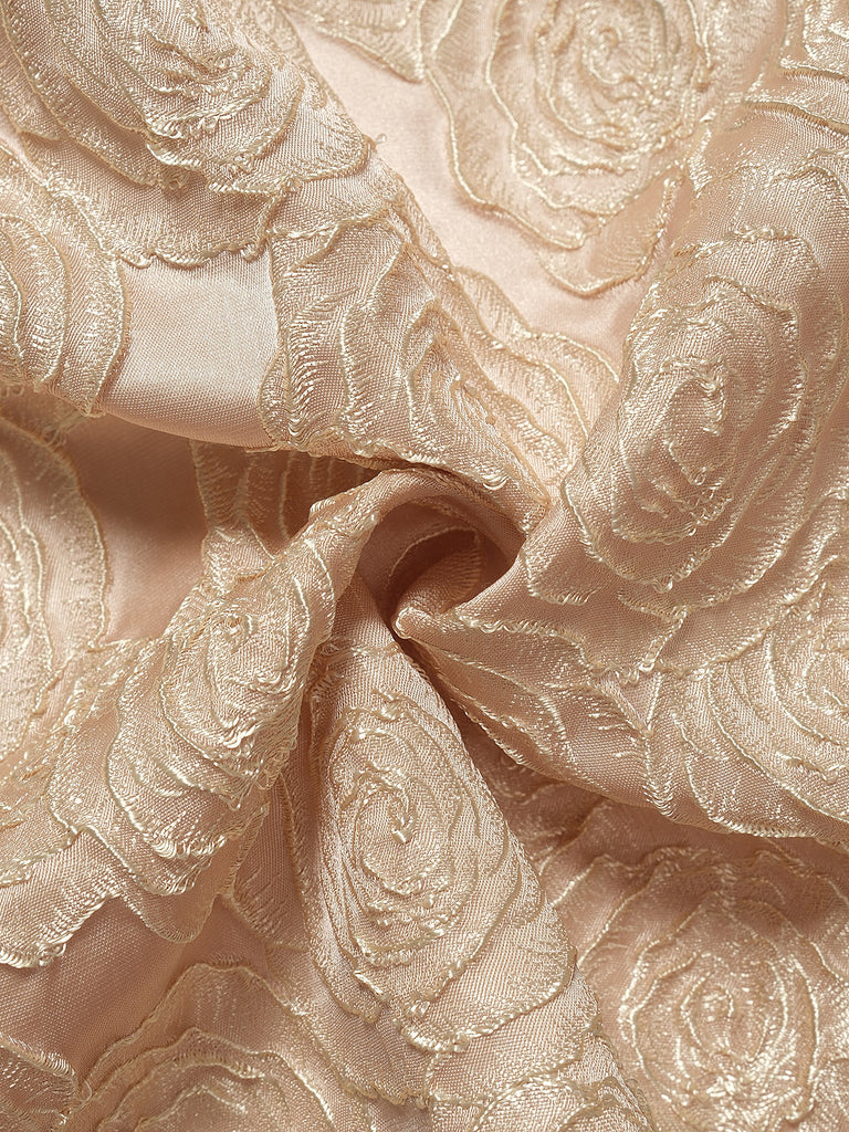 Sekt 1930er Rose Jacquard V-Ausschnitt Bogen Kleid