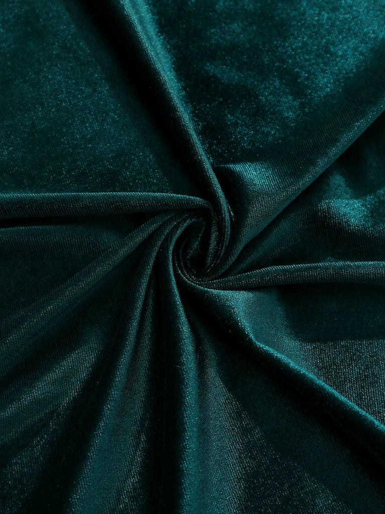 1930er Samt Schulterfrei Gerüschtes Seitenschlitz Kleid