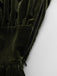 Grün 1940er Samt Tief-V Puffärmel Gerüschtes Kleid